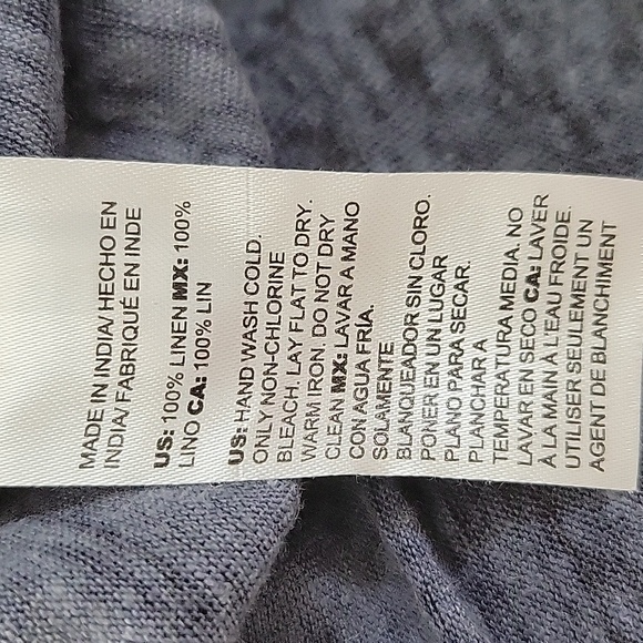 Chico's Dark Blue Linen Long Sleeve Split Neck Tunic Tee Size XL - Picture 6 of 6